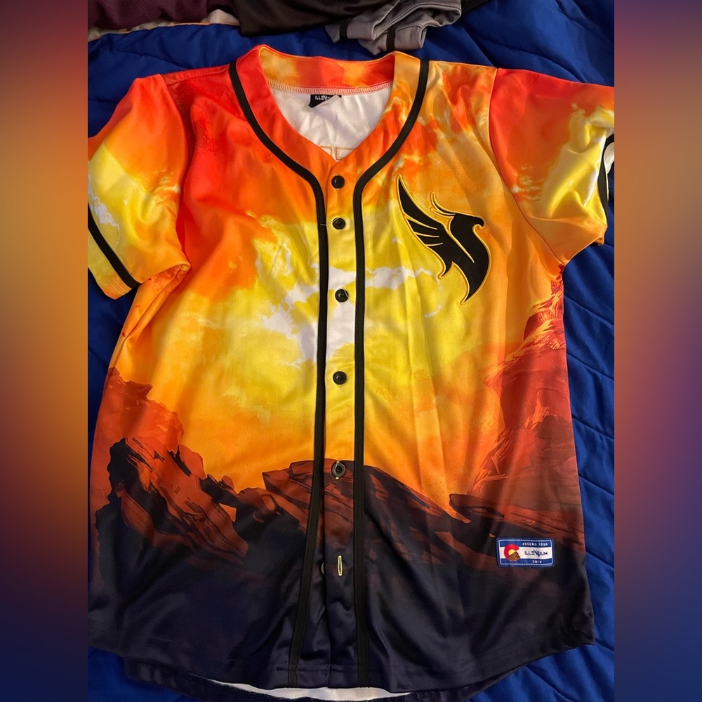 Sunset Gradient Baseball Jersey - Yellow Orange Black
